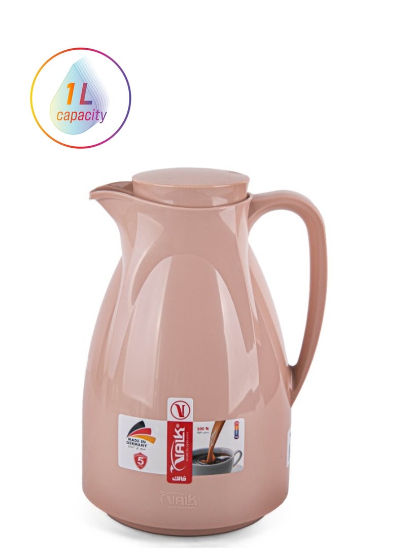 VALK GERMAN Vacuum Flask With Double Wall Glass 1.0 Liter (MOCCA REFILL GLASS)Wide Mouth With Anti-Leakage Made in Germany - Image 1